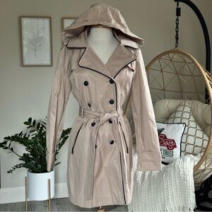 GUESS Hooded Trench Coat Belted Double Breasted | Size L